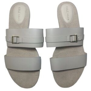 Cole Haan Francine Demi Women's Beige Wedge Slip In Slide Sandals